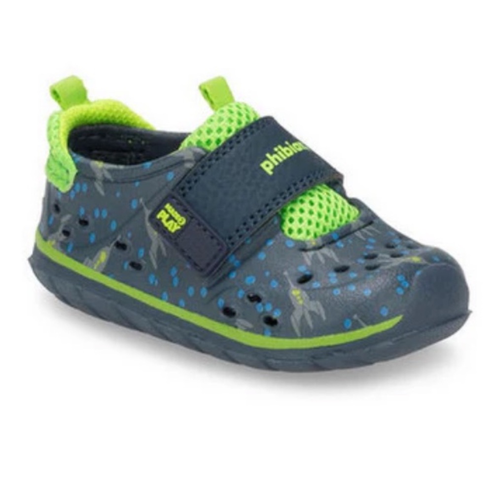 NWT Stride Rite Phibian Navy Rocketship Water Shoe Sz 3M